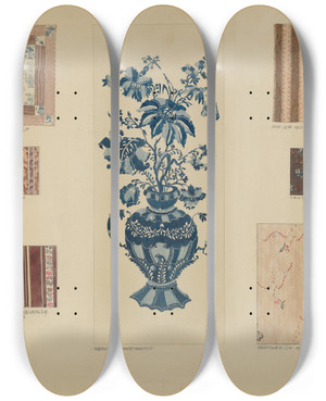 Triptych art skateboard deck of Millia Davenport Patchwork Quilt by Millia Davenport