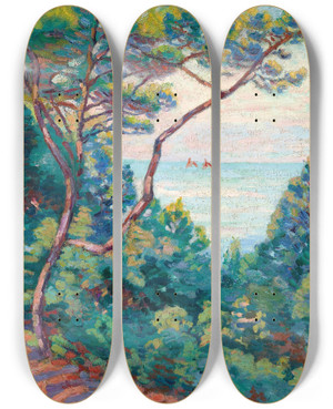 Triptych art skateboard deck of Armand Guillaumin Cte De Lesterel by Armand Guillaumin (1841-1927)