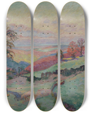 Triptych art skateboard deck of Armand Guillaumin Crozant_2 by Armand Guillaumin (1841-1927)