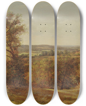 Triptych art skateboard deck of John Constable Dedham Vale by John Constable (1776-1837)