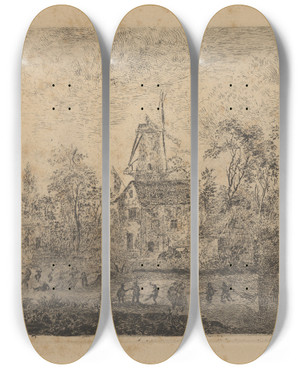 Triptych art skateboard deck of James Ensor De Kermis Bij De Molen by James Ensor (1860-1949)