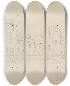 Triptych art skateboard deck of James Moore Wingfield Castle by James Moore (1762-1799)