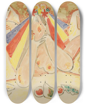 Triptych art skateboard deck of Mikul Galanda The Bride by Mikulas Galanda (1895-1938)