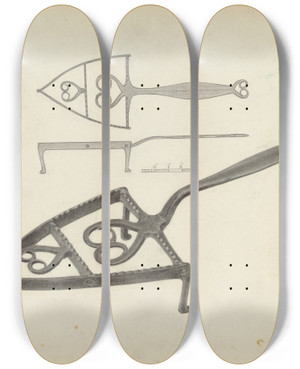 Triptych art skateboard deck of Holger Hansen Trivet_2 by Holger Hansen