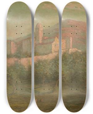 Triptych art skateboard deck of John Ferguson Weir Alhambra Granada Spain by John Ferguson Weir (1841-1926)