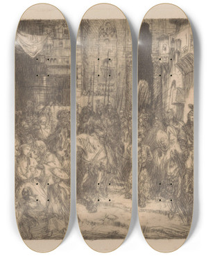 Triptych art skateboard deck of Marius Bauer Aladin by Marius Bauer (1867-1932)