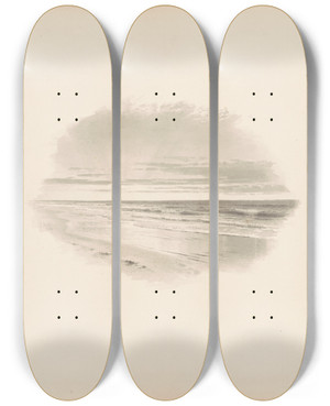 Triptych art skateboard deck of William Trost Richards Seascape_3 by William Trost Richards (1833-1905)