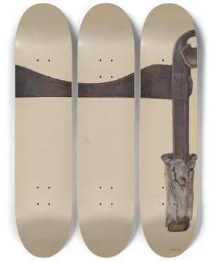 Triptych art skateboard deck of John Wilkes Foot Scraper by John Wilkes