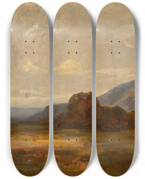 Triptych art skateboard deck of Max Weyl Landscape_1 by Max Weyl (1837-1914)