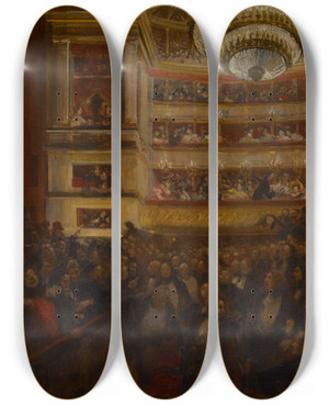 Triptych art skateboard deck of Albert Besnard La Premire Dhernani Avant La Bataille by Albert Besnard (1849-1934)
