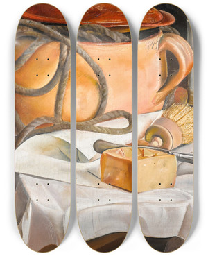 Triptych art skateboard deck of Boris Grigoriev Still Life With Candle by Boris Grigoriev (1886-1939)