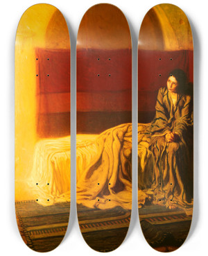 Triptych art skateboard deck of Henry Ossawa Tanner The Annunciation by Henry Ossawa Tanner (1859-1937)