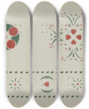 Triptych art skateboard deck of Ray Holden Stencilled Wall_2 by Ray Holden