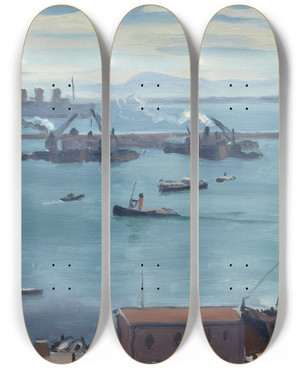 Triptych art skateboard deck of Albert Marquet Les Trois Chemines by Albert Marquet (1875-1947)