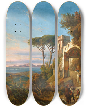 Triptych art skateboard deck of Consalvo Carelli Capo Miseno by Consalvo Carelli