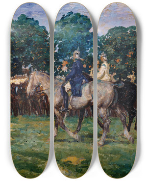 Triptych art skateboard deck of August Deusser Krassiere by August Deusser (1870-1942)
