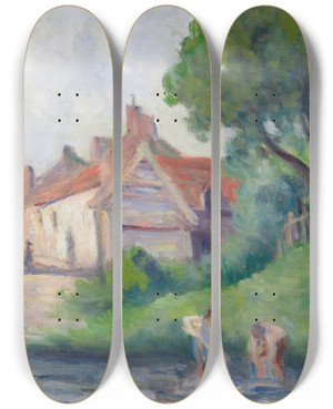 Triptych art skateboard deck of Maximilien Luce Pecquigny by Maximilien Luce (1858-1941)
