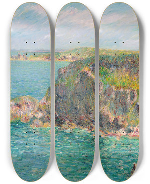 Triptych art skateboard deck of Gustave Loiseau Rocher La Teignouse Cap Frhel by Gustave Loiseau (1865-1935)