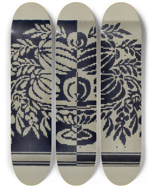 Triptych art skateboard deck of Arthur G Merkley Tyler Coverlet_2 by Arthur G Merkley
