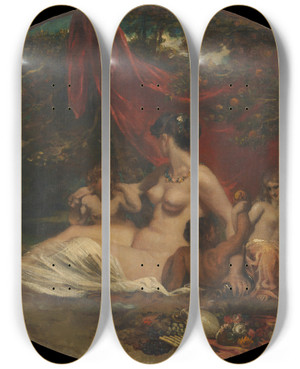 Triptych art skateboard deck of William Etty Allegory by William Etty (1787-1849)