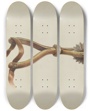 Triptych art skateboard deck of Gerald Transpota Spur_4 by Gerald Transpota (1898-1971)