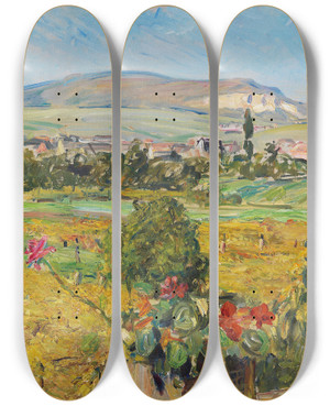 Triptych art skateboard deck of Max Slevogt Pflzer Landschaft by Max Slevogt (1868-1932)