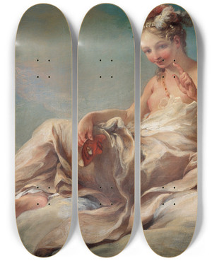 Triptych art skateboard deck of Pierre Charles Trmolires Comedy by Pierre Charles Tremolieres (1703-1739)