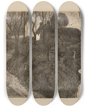 Triptych art skateboard deck of Robert Polhill Bevan Hawkridge by Robert Polhill Bevan (1865-1925)