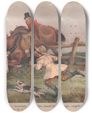 Triptych art skateboard deck of Henry Thomas Alken Sporting Satirist_4 by Henry Thomas Alken (1785-1851)