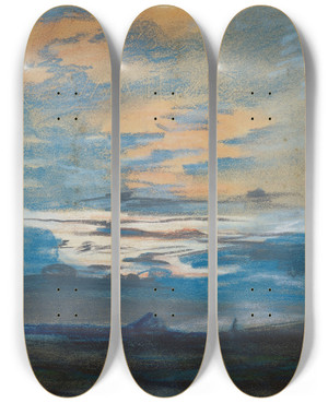 Triptych art skateboard deck of Eugne Delacroix Sunset_2 by Eugene Delacroix (1798-1863)