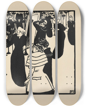 Triptych art skateboard deck of Flix Vallotton Meiergraefe by Felix Vallotton (1865-1925)