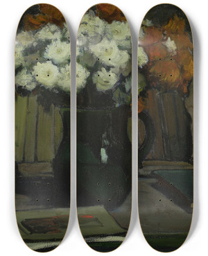 Triptych art skateboard deck of Wadysaw Lewiski Still Life_2 by Wadysaw lewiski (1854-1918)