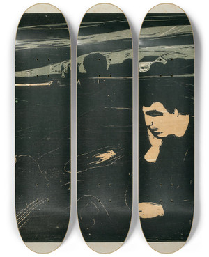 Triptych art skateboard deck of Edvard Munch Melancholy Iii by Edvard Munch (1863-1944)
