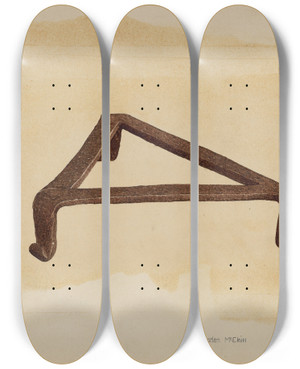 Triptych art skateboard deck of Charles Mcloin Trivet by Charles Mcloin