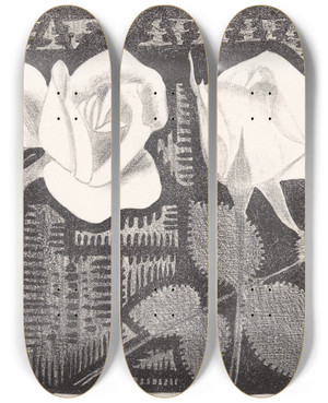 Triptych art skateboard deck of Samuel Jessurun De Mesquita Twee Rozen_1 by Samuel Jessurun De Mesquita (1868-1944)