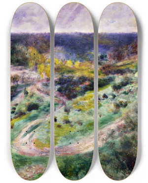 Triptych art skateboard deck of Pierreauguste Renoir Road At Wargemont by Pierre-Auguste Renoir (1841-1919)