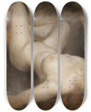 Triptych art skateboard deck of Alfred Philippe Roll Dmoniaque by Alfred Philippe Roll (1846-1919)