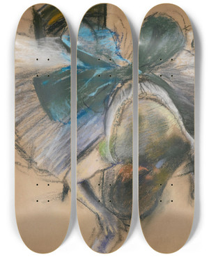Triptych art skateboard deck of Edgar Degas Danseuse Rajustant Son Chausson by Edgar Degas (1834-1917)