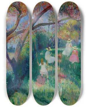 Triptych art skateboard deck of William James Glackens The Swing by William James Glackens (1870-1938)