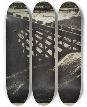 Triptych art skateboard deck of Blanche Grambs Coal Breakers by Blanche Grambs (1916-2010)