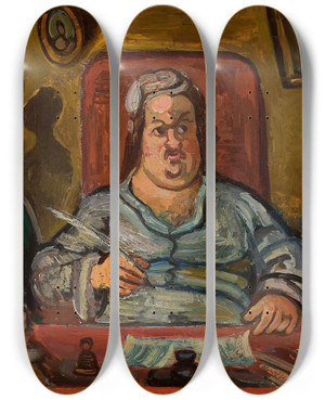 Triptych art skateboard deck of Zygmunt Waliszewski Violet Nude by Zygmunt Waliszewski (1897-1936)