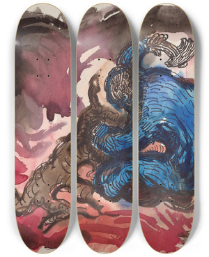 Triptych art skateboard deck of Wilhelm Morgner Hlzfaller by Wilhelm Morgner (1891-1917)