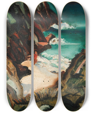 Triptych art skateboard deck of Christopher Wood Cove Cornwall by Christopher Wood (1901-1930)