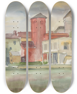 Triptych art skateboard deck of Anny Dollschein Steyr_1 by Anny Dollschein (1893-1946)