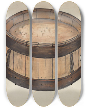 Triptych art skateboard deck of Edna C Rex Canteen by Edna C Rex (1893-1972)