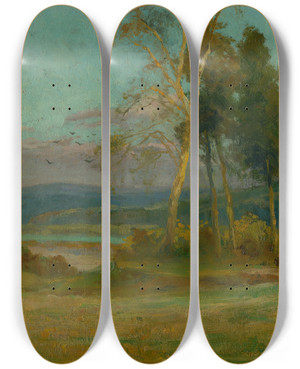 Triptych art skateboard deck of Udovt Ordk Landscape From Turne by udovt ordk (1865-1937)