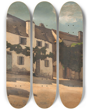 Triptych art skateboard deck of Henrijoseph Harpignies Maison Hrisson by Henri Joseph Harpignies (1819-1916)