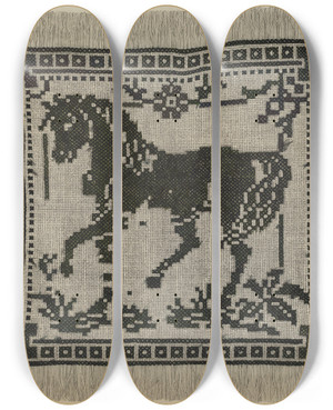 Triptych art skateboard deck of Raymond Manupelli Sampler_2 by Raymond Manupelli