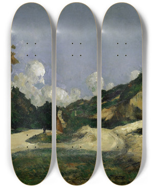 Triptych art skateboard deck of Paul Czanne The Road by Paul Cezanne (1839-1906)
