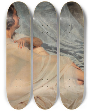Triptych art skateboard deck of Maurice Joron Female Nude by Maurice Joron